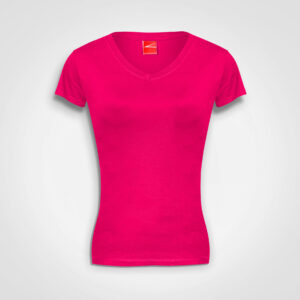 Ladies-Fitted-V-Neck-T-Shirt-Fuchsia