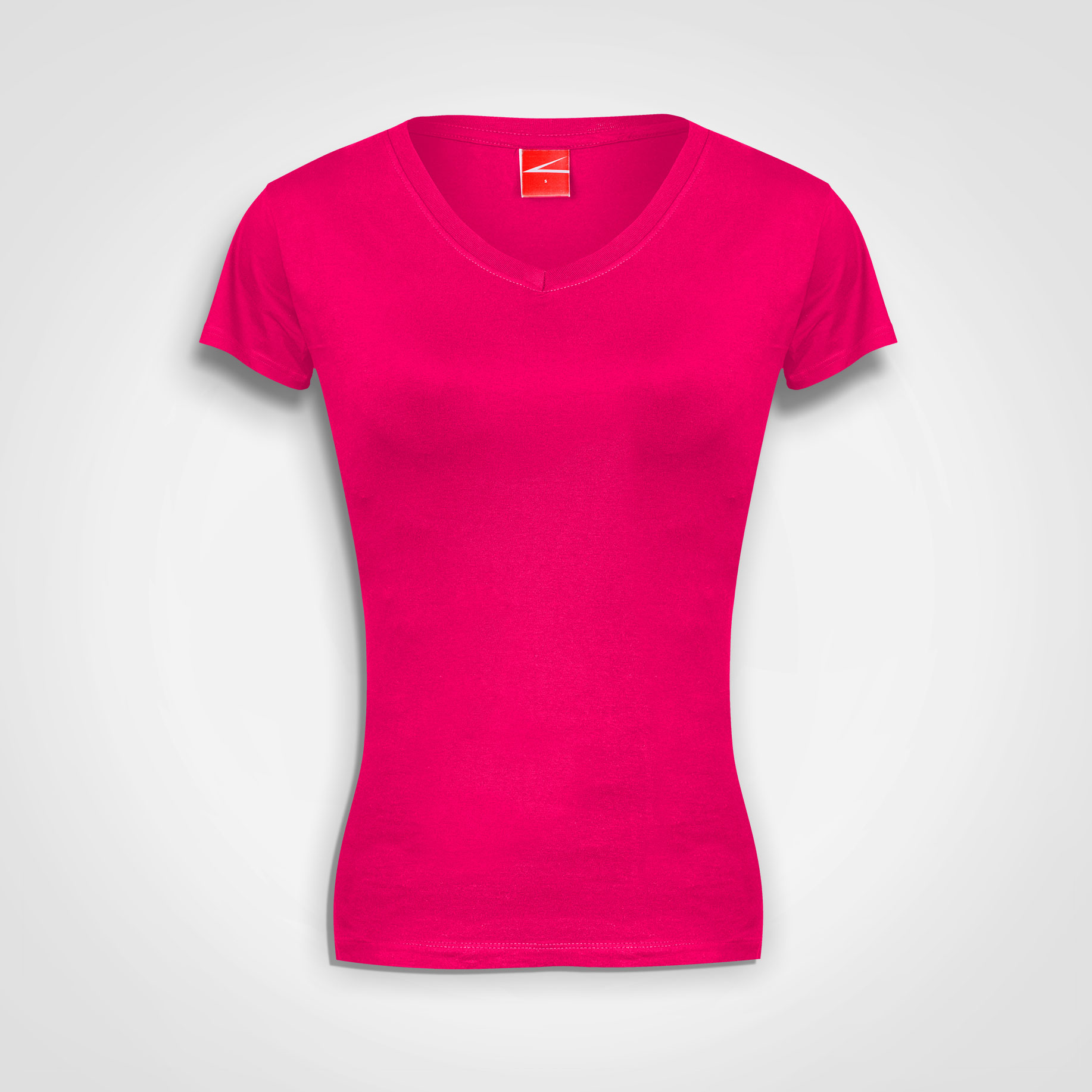 Ladies-Fitted-V-Neck-T-Shirt-Fuchsia
